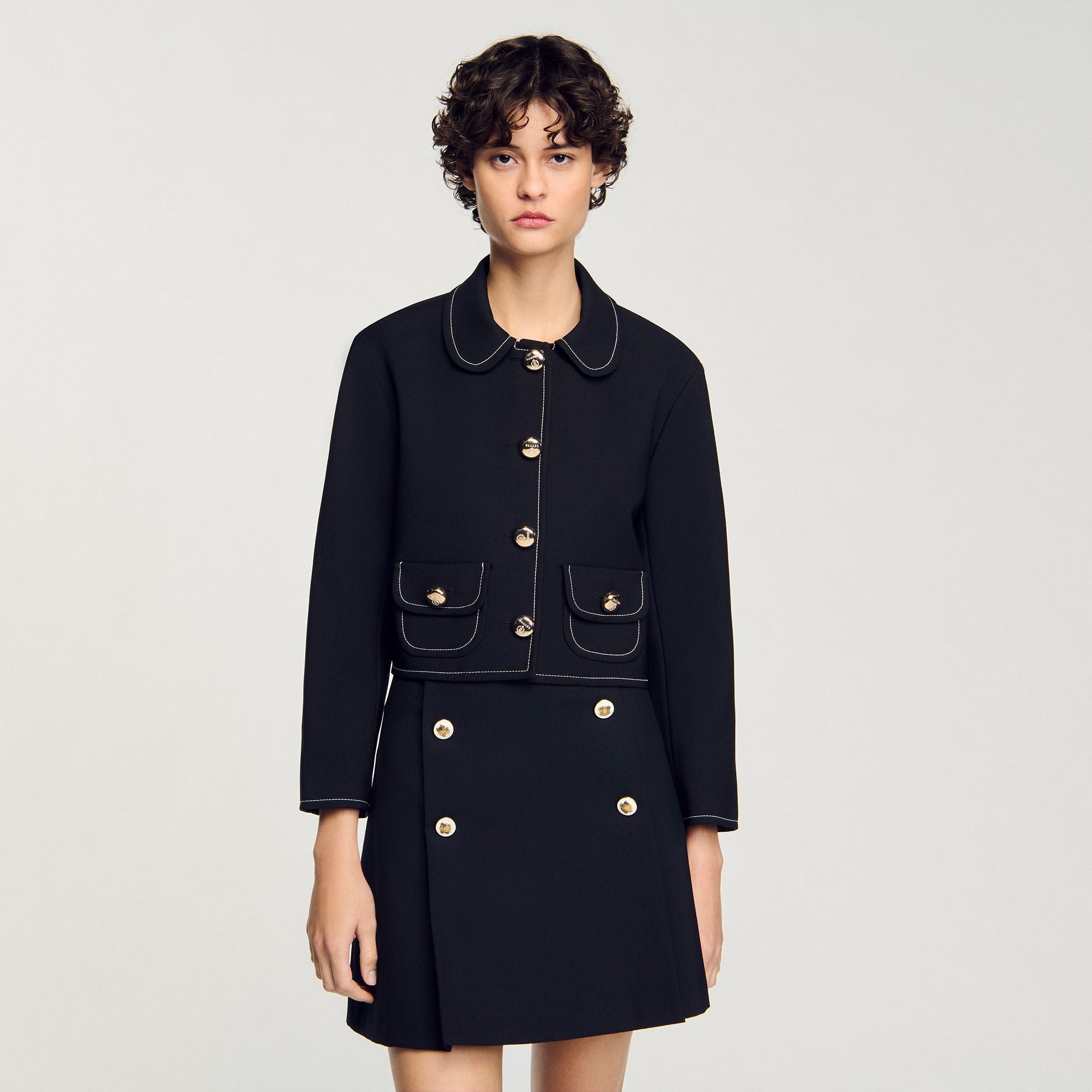 Sandro Women Peter Pan collar cropped jacket