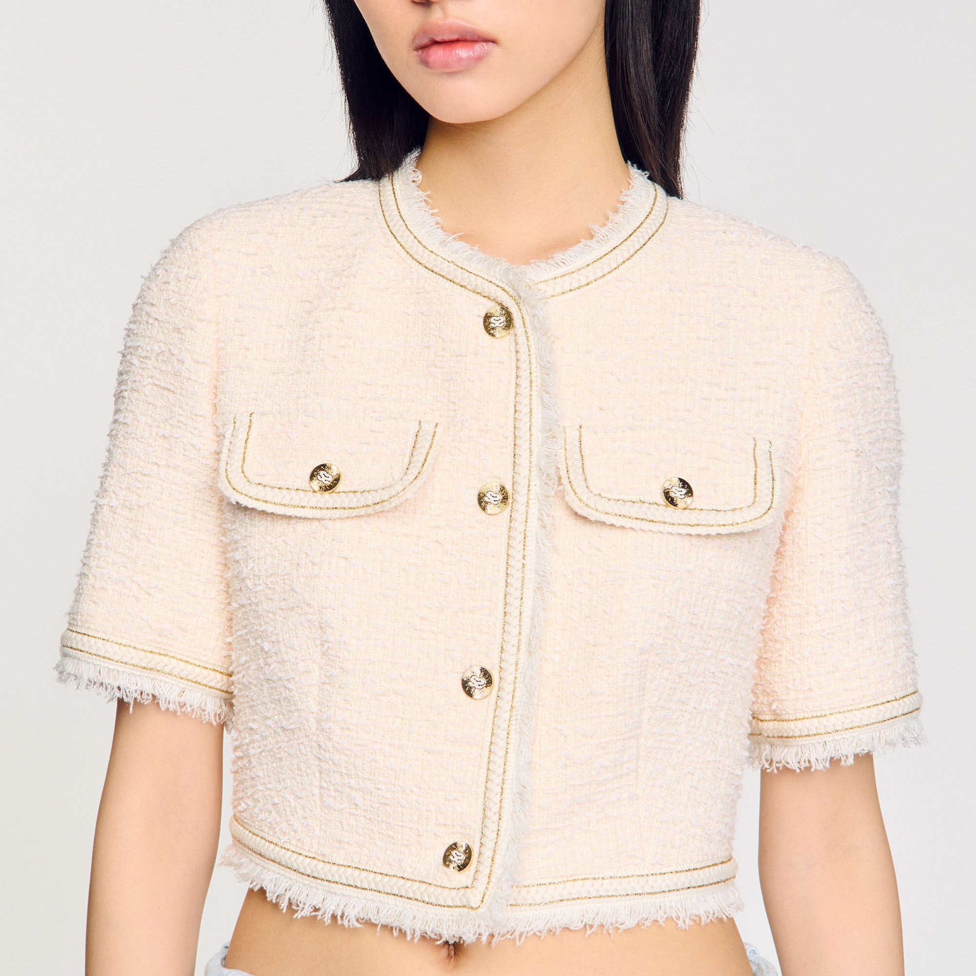 Sandro Women Short-sleeved tweed jacket