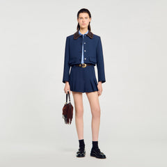 Sandro Women Cropped jacket with leather collar