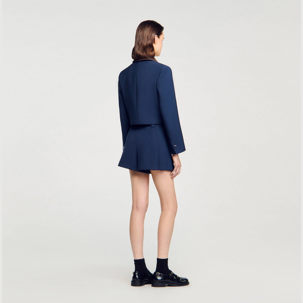 Sandro Women Cropped jacket with leather collar