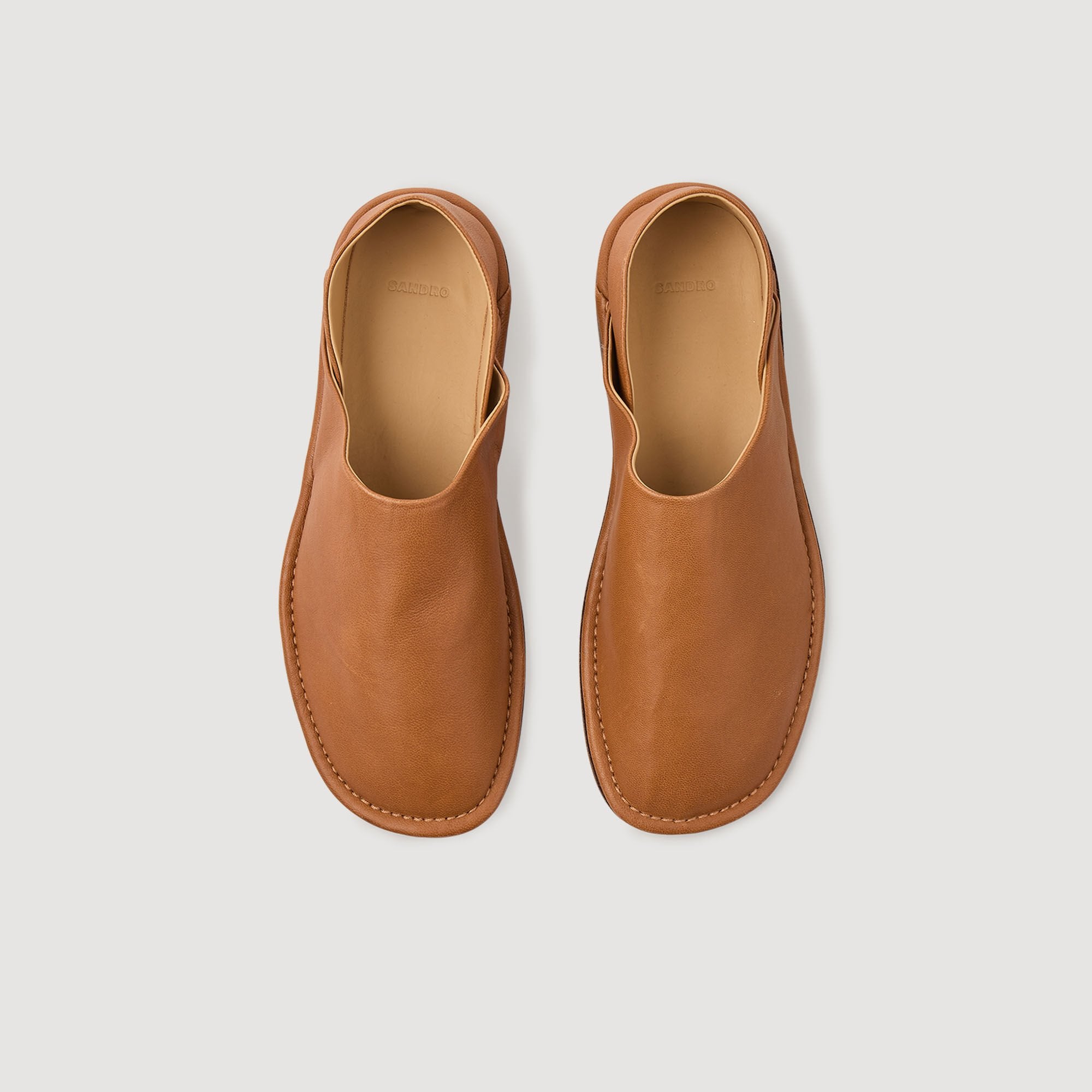 Sandro Men Grained leather slippers