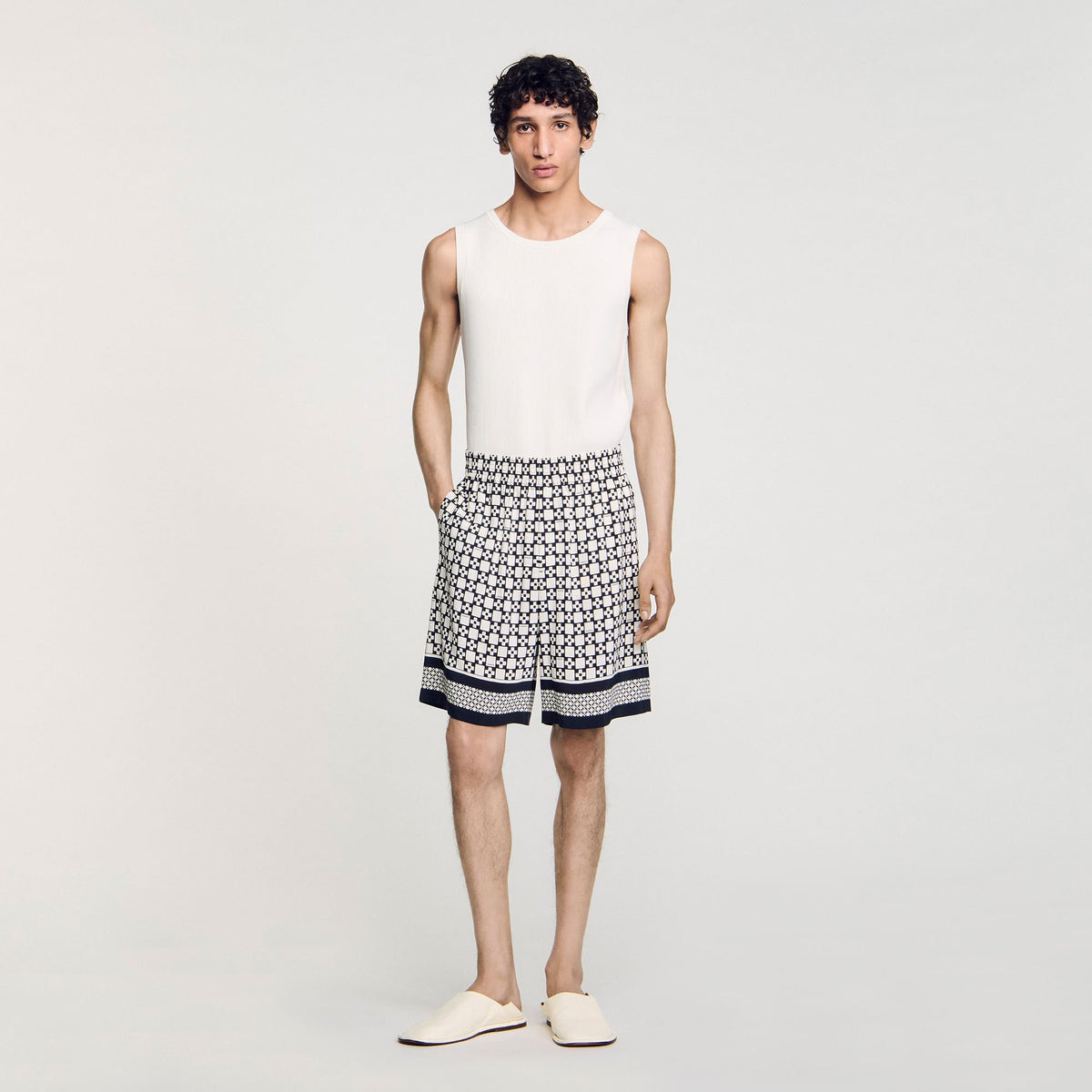 Sandro Men Square Cross flowy bermuda shorts