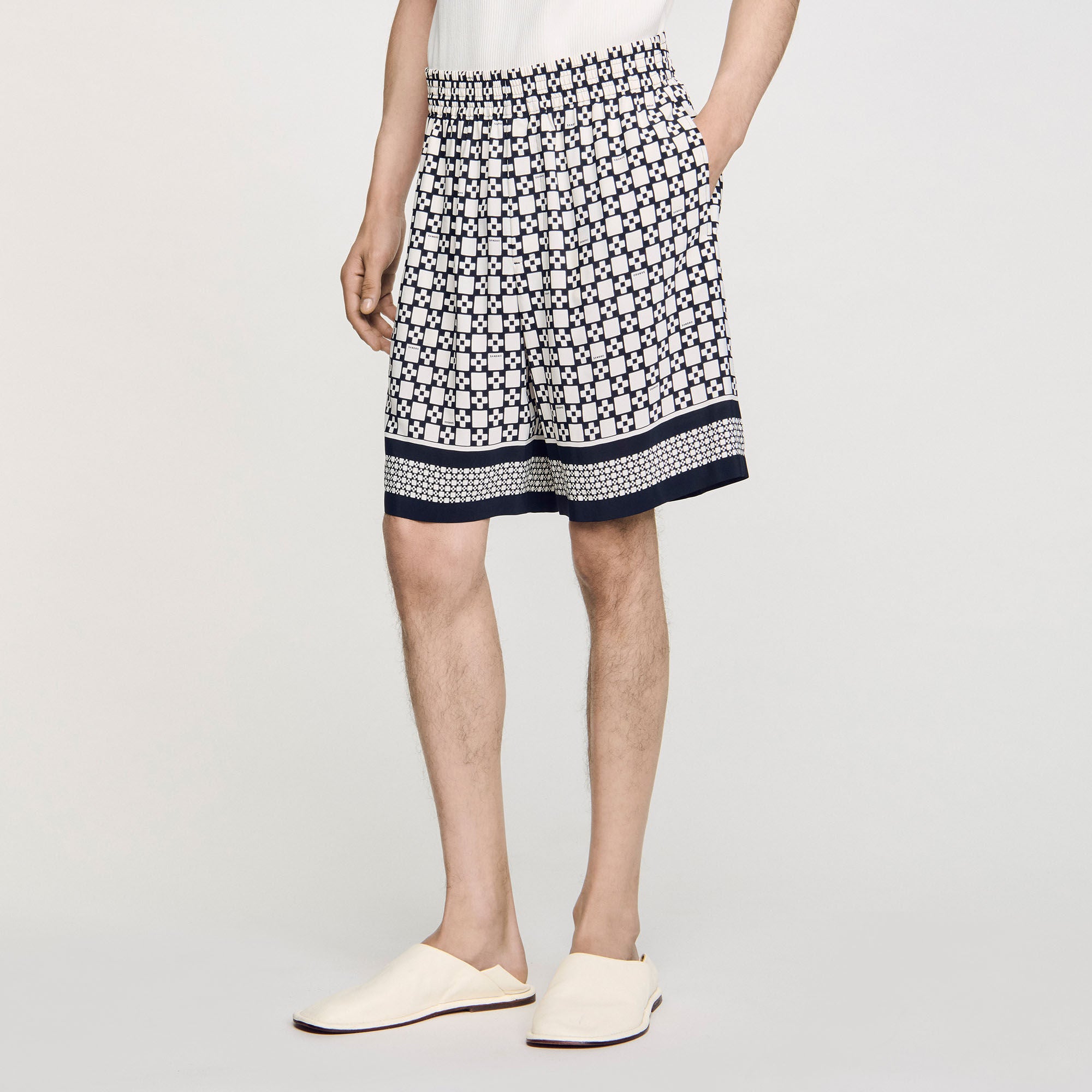 Sandro Men Square Cross flowy bermuda shorts