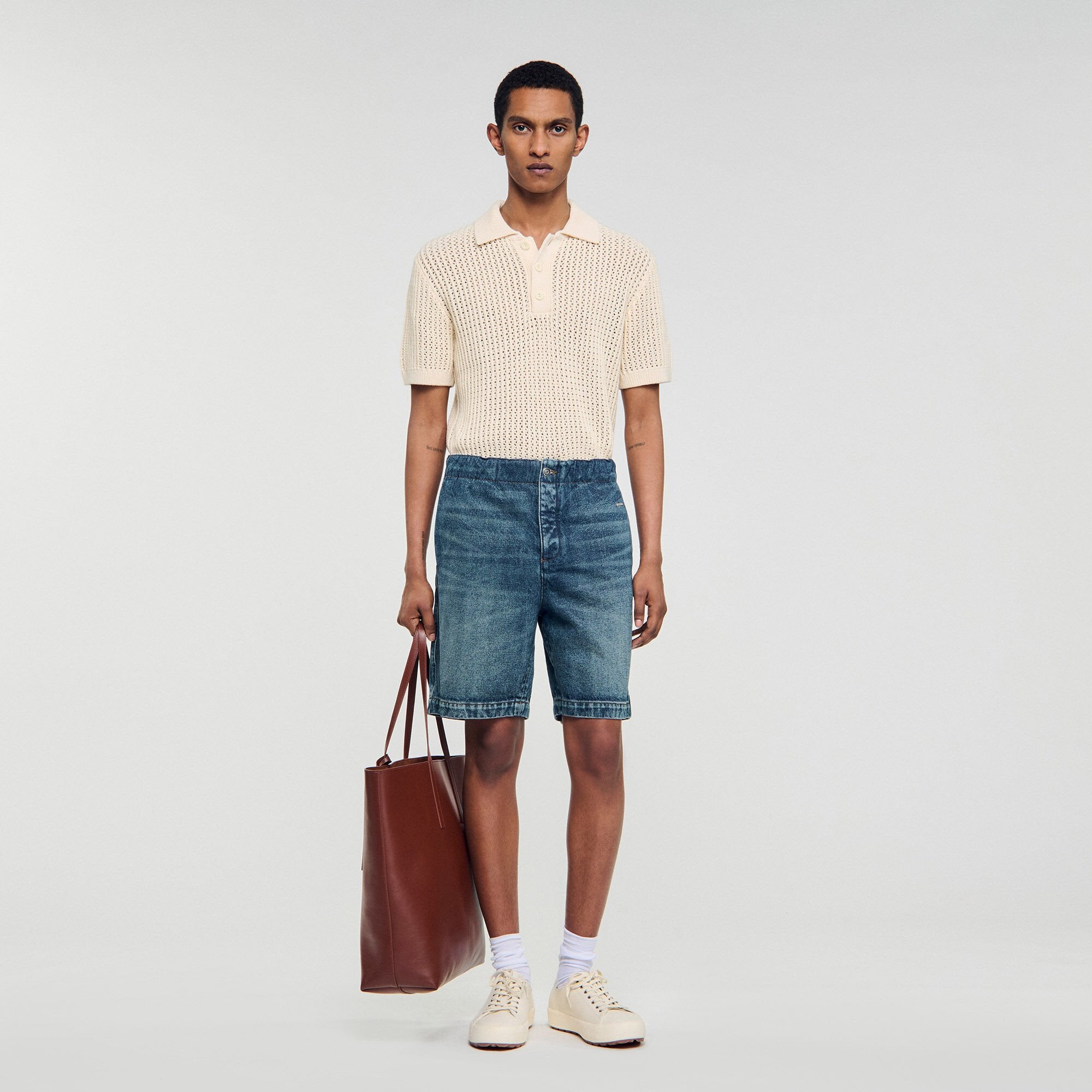Sandro Men Elasticated denim shorts