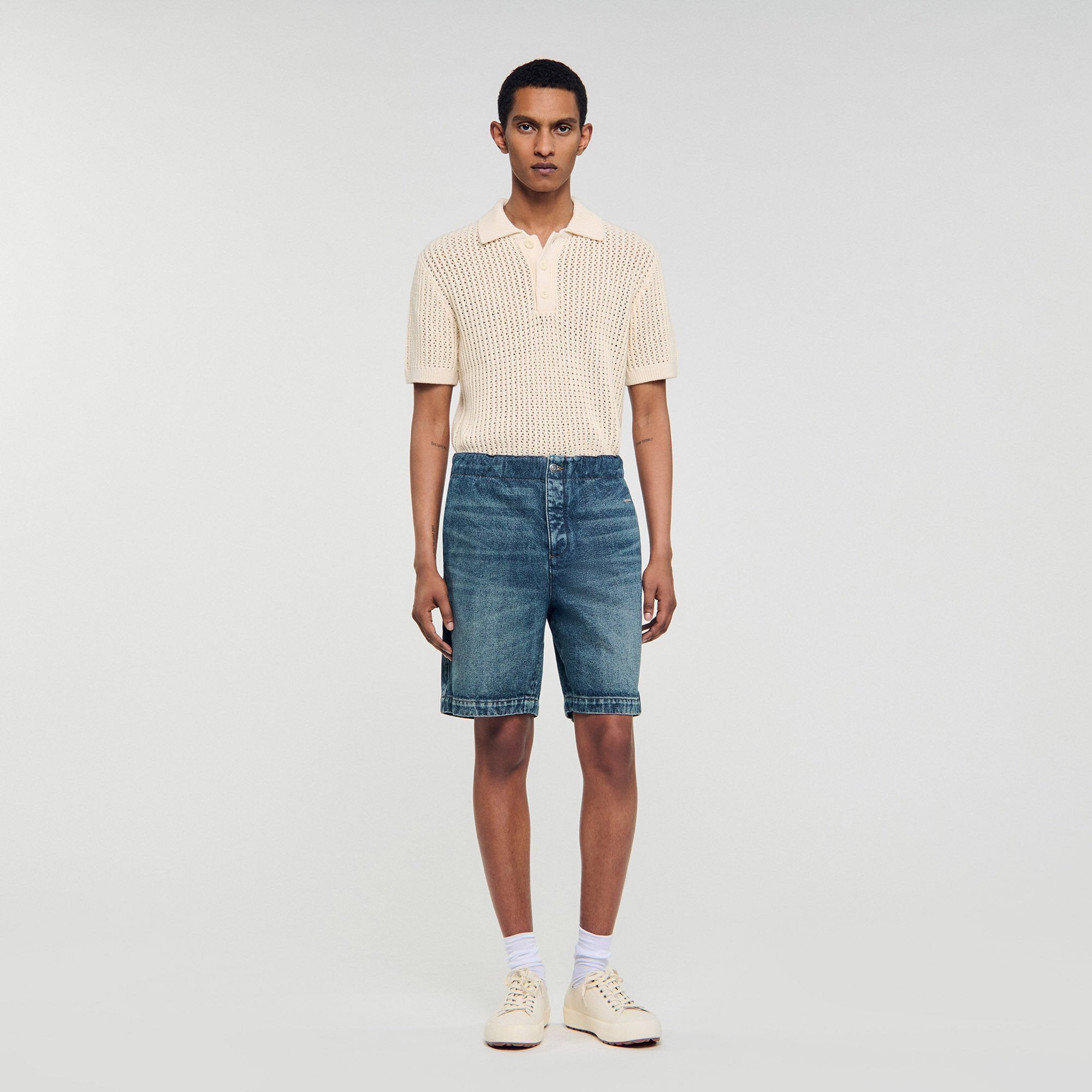 Sandro Men Elasticated denim shorts