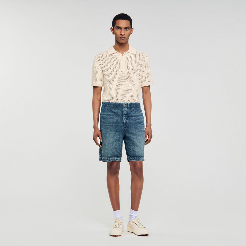 Sandro Men Elasticated denim shorts
