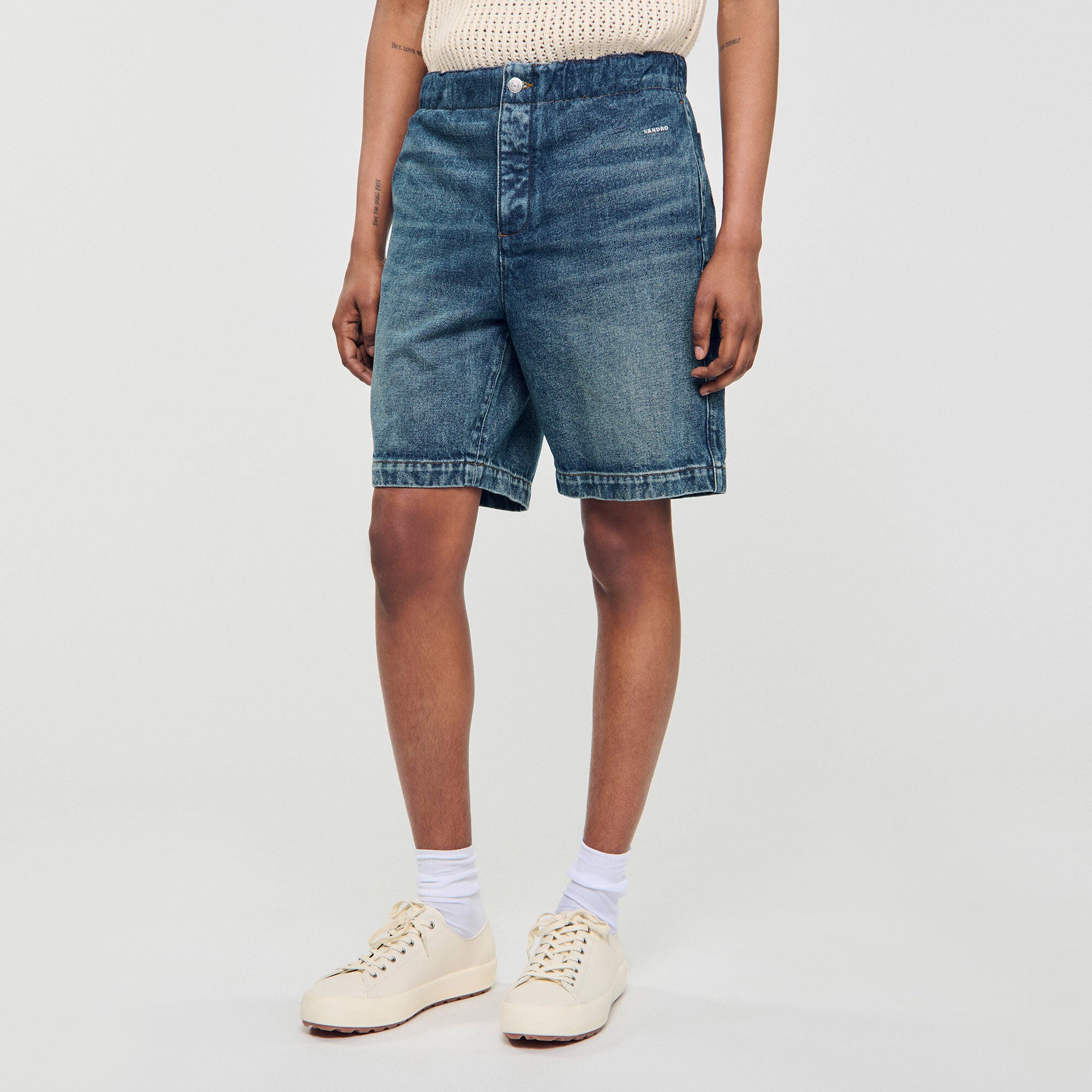 Sandro Men Elasticated denim shorts
