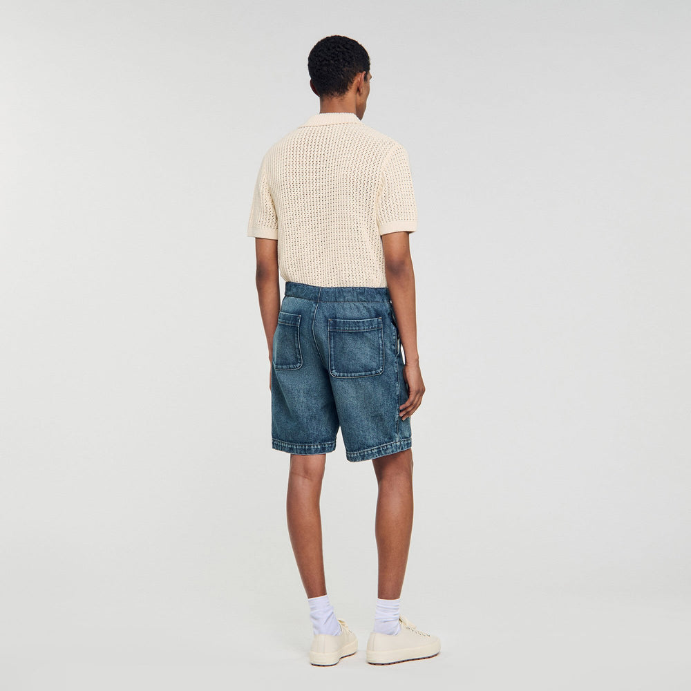 Sandro Men Elasticated denim shorts
