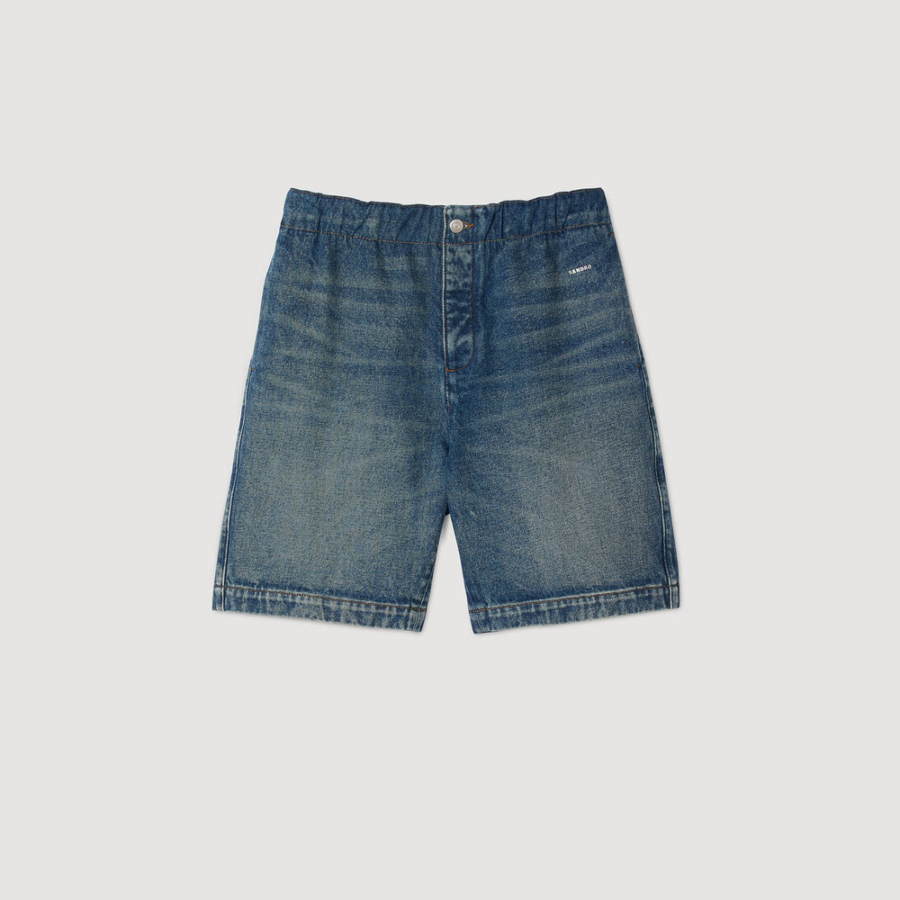 Sandro Men Elasticated denim shorts
