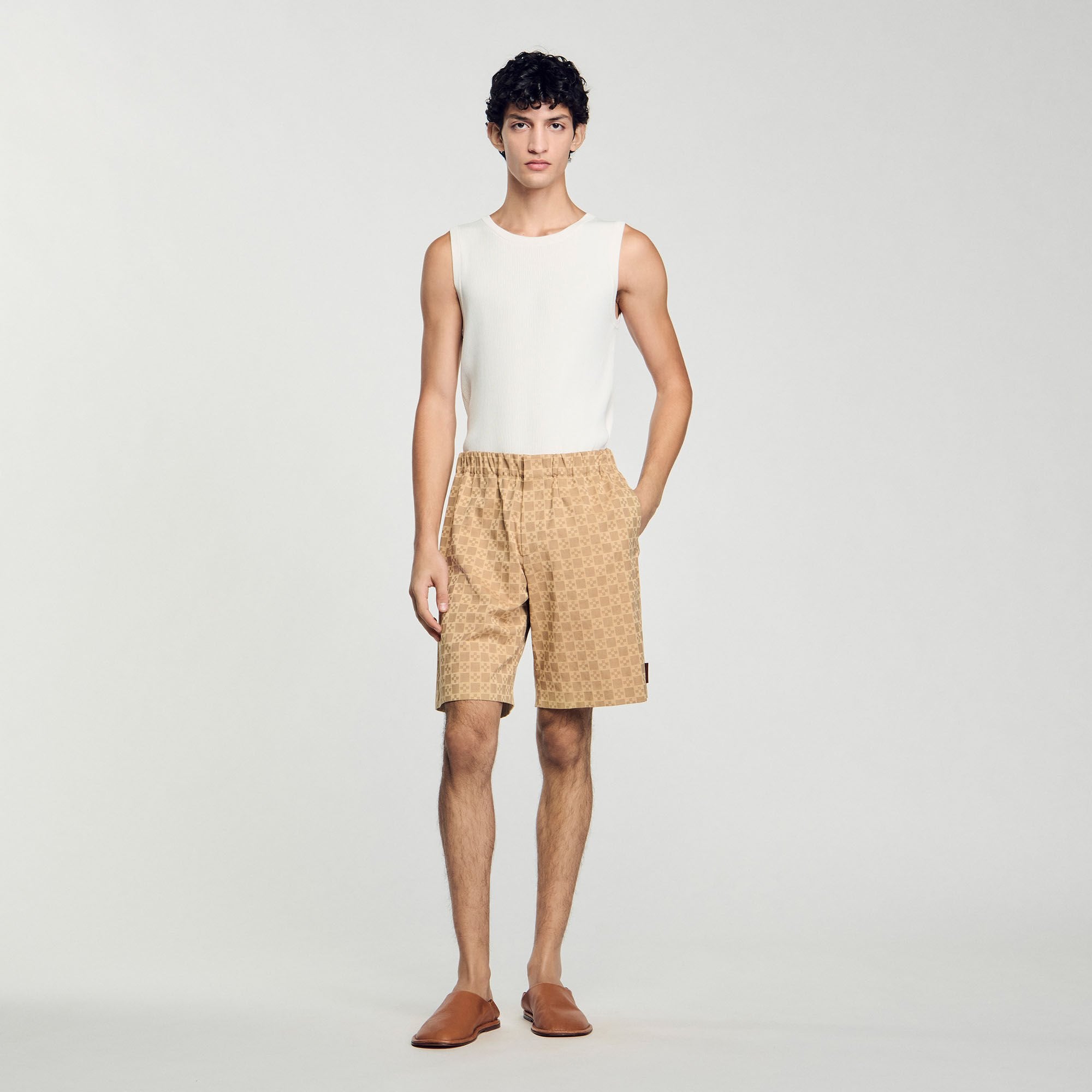 Sandro Men Square Cross jacquard shorts