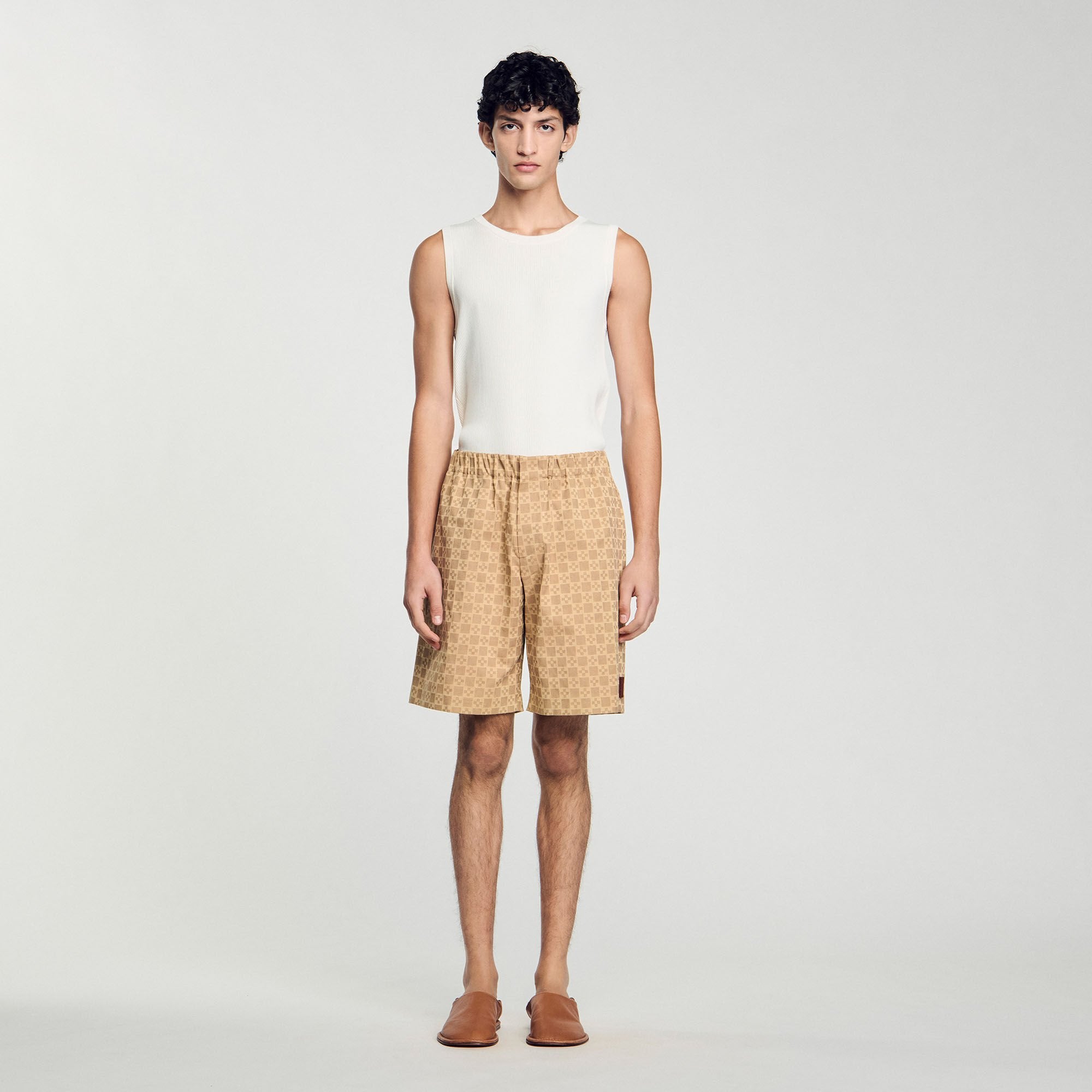 Sandro Men Square Cross jacquard shorts