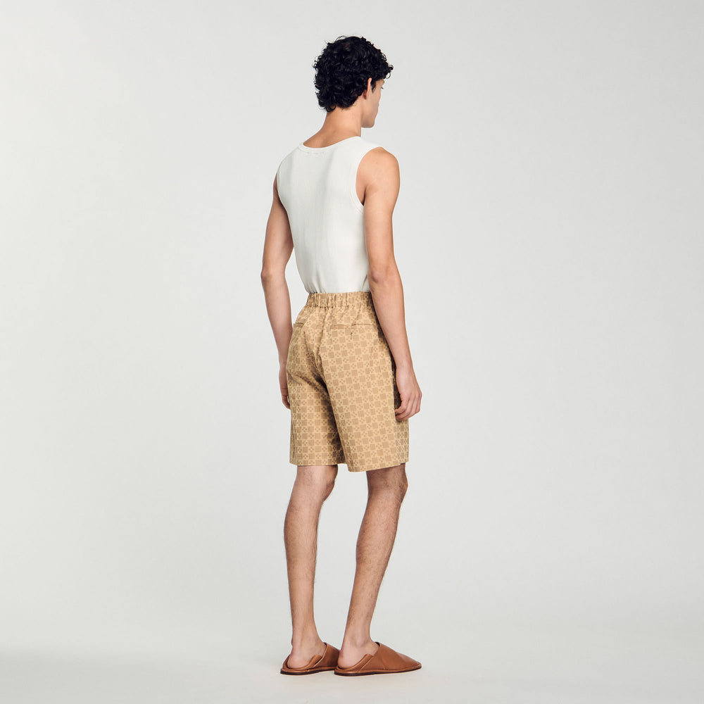 Sandro Men Square Cross jacquard shorts
