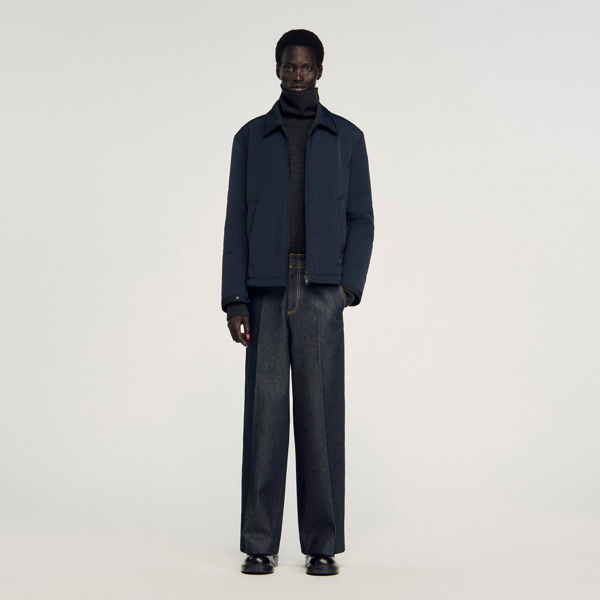 Sandro Men Quilted zip-up jacket