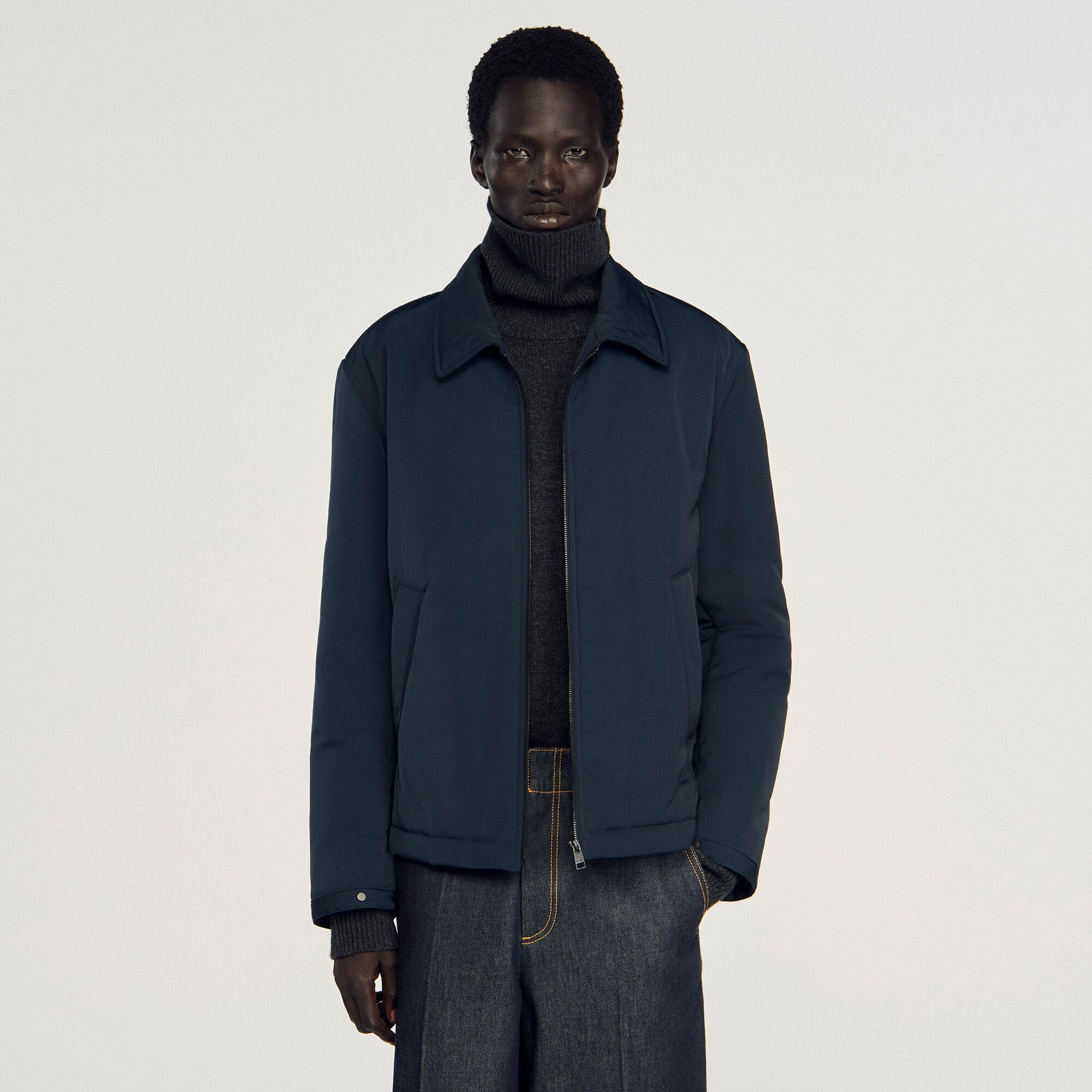 Sandro Men Quilted zip-up jacket