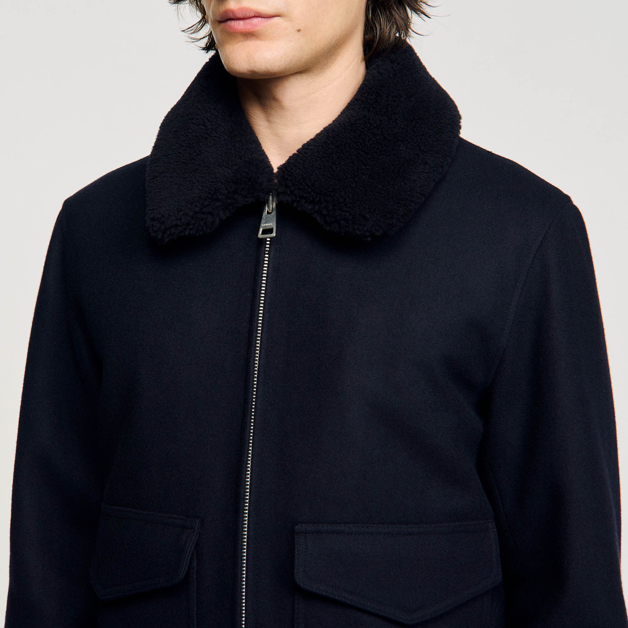 Sandro Men Wool aviator jacket
