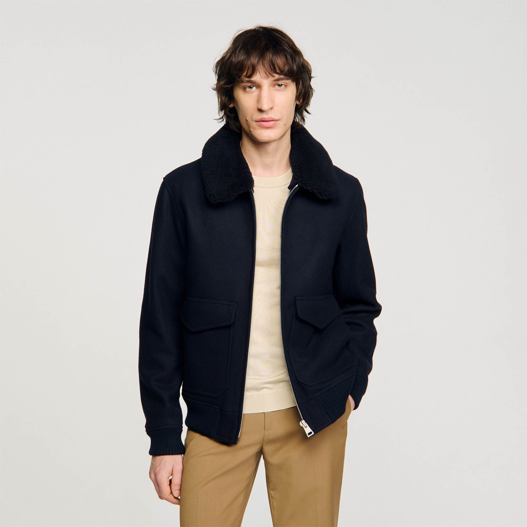 Sandro Men Wool aviator jacket