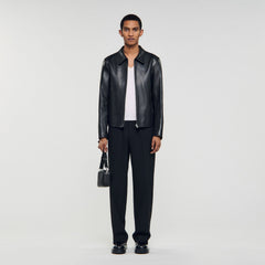 Sandro Men Zip-up leather jacket