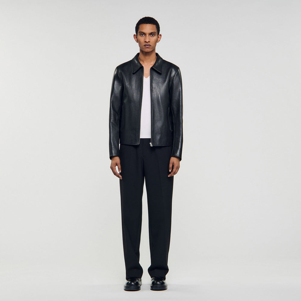 Sandro Men Zip-up leather jacket