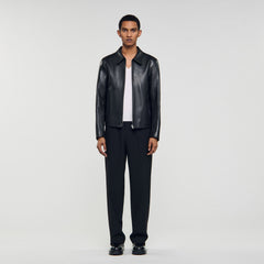 Sandro Men Zip-up leather jacket