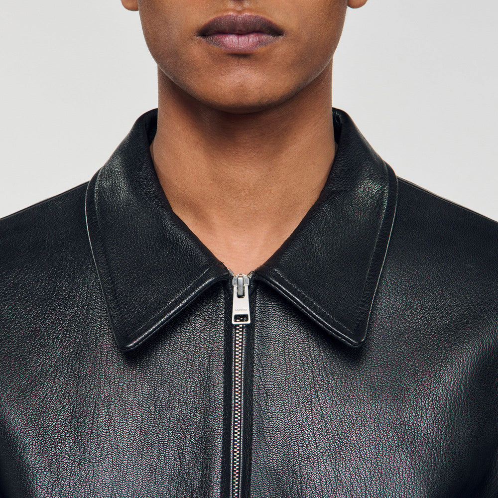 Sandro Men Zip-up leather jacket