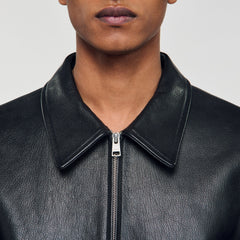 Sandro Men Zip-up leather jacket