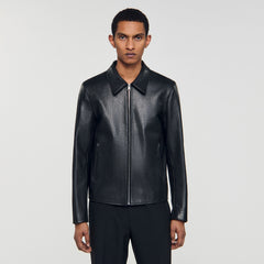 Sandro Men Zip-up leather jacket