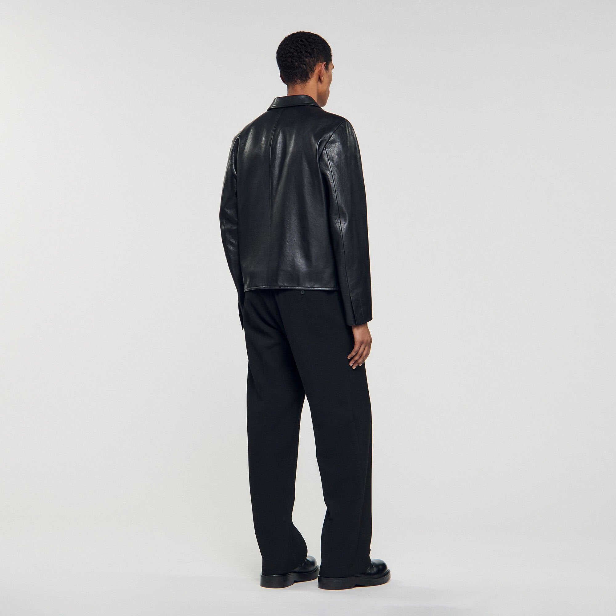 Sandro Men Zip-up leather jacket