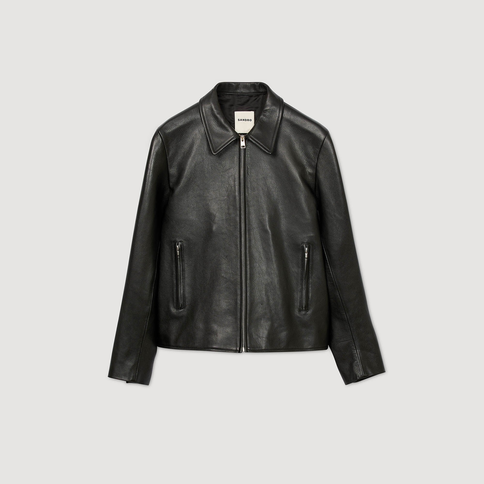 Sandro Men Zip-up leather jacket