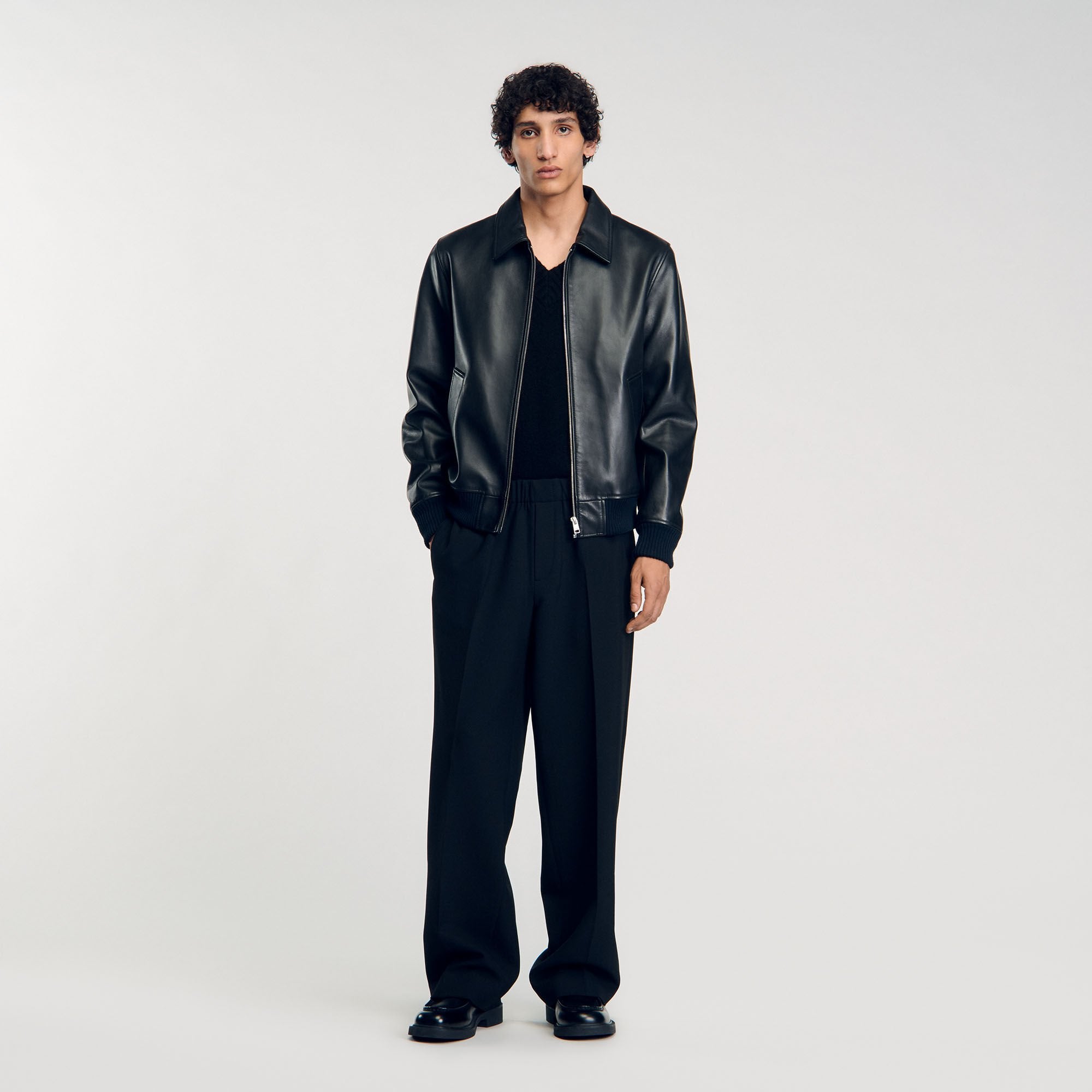 Sandro Men Plain leather jacket