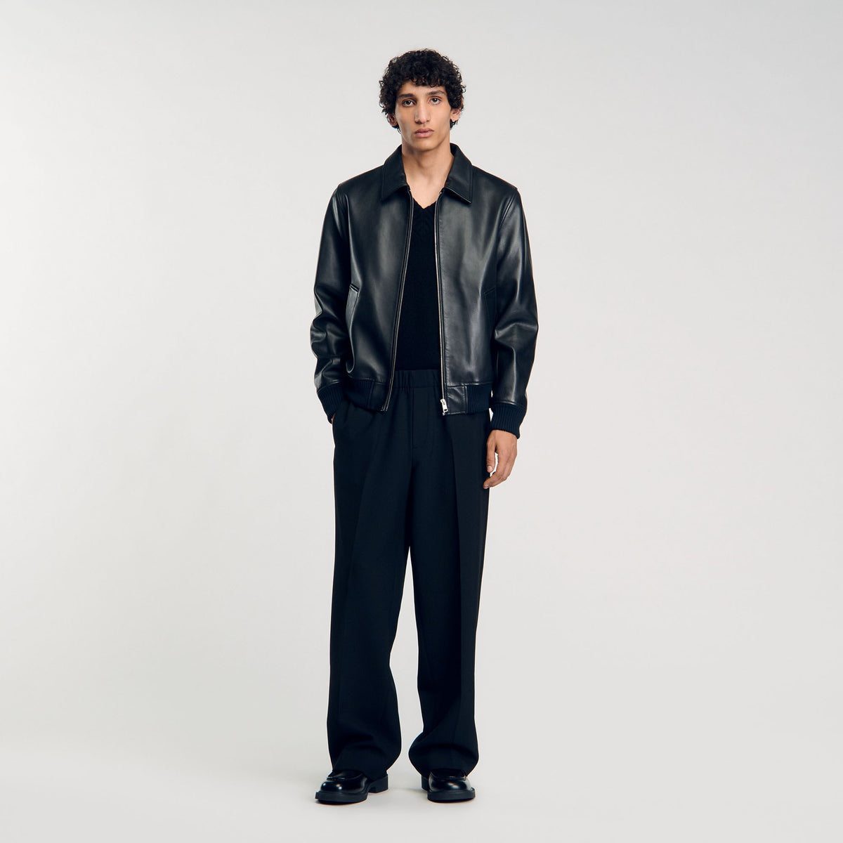 Sandro Men Plain leather jacket