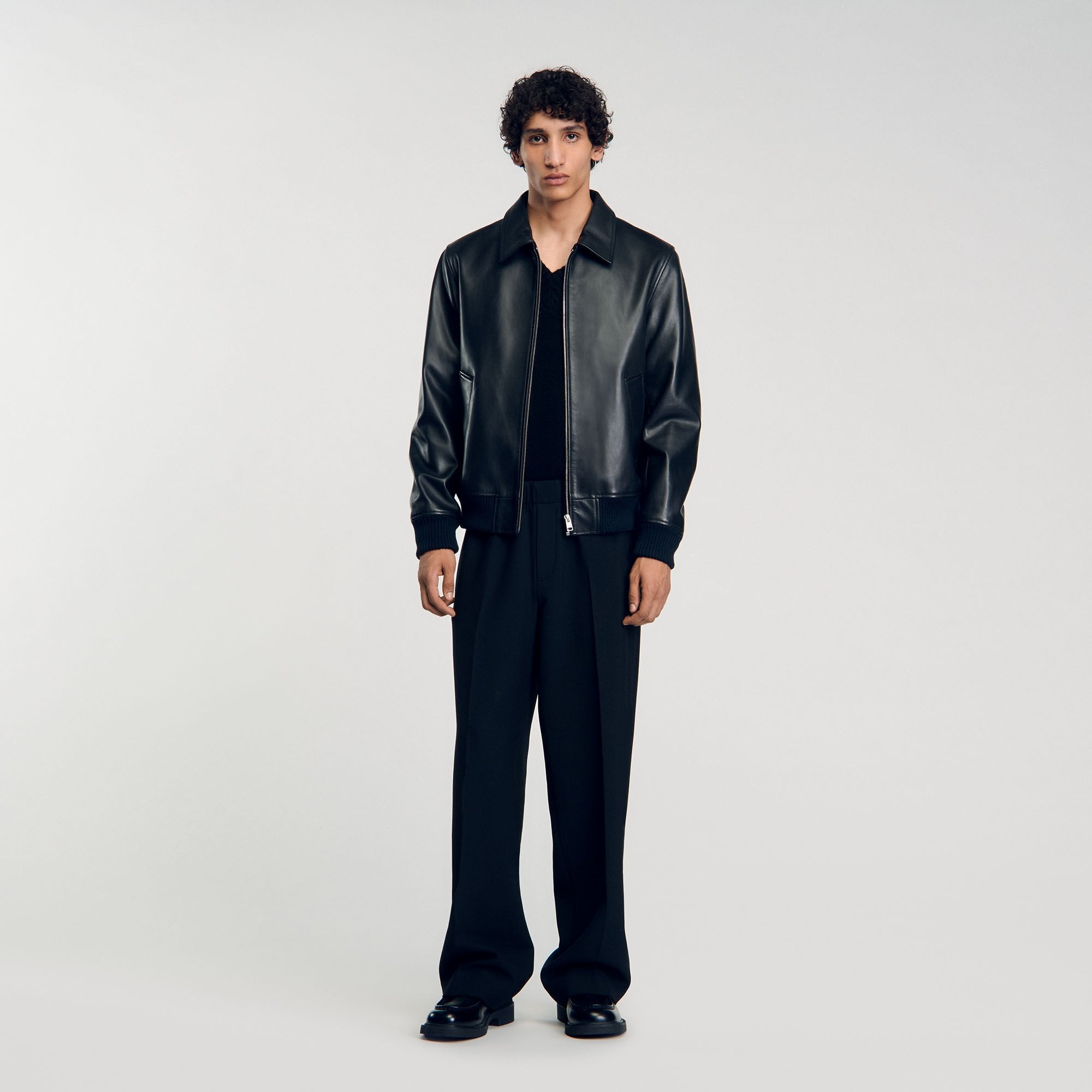 Sandro Men Plain leather jacket
