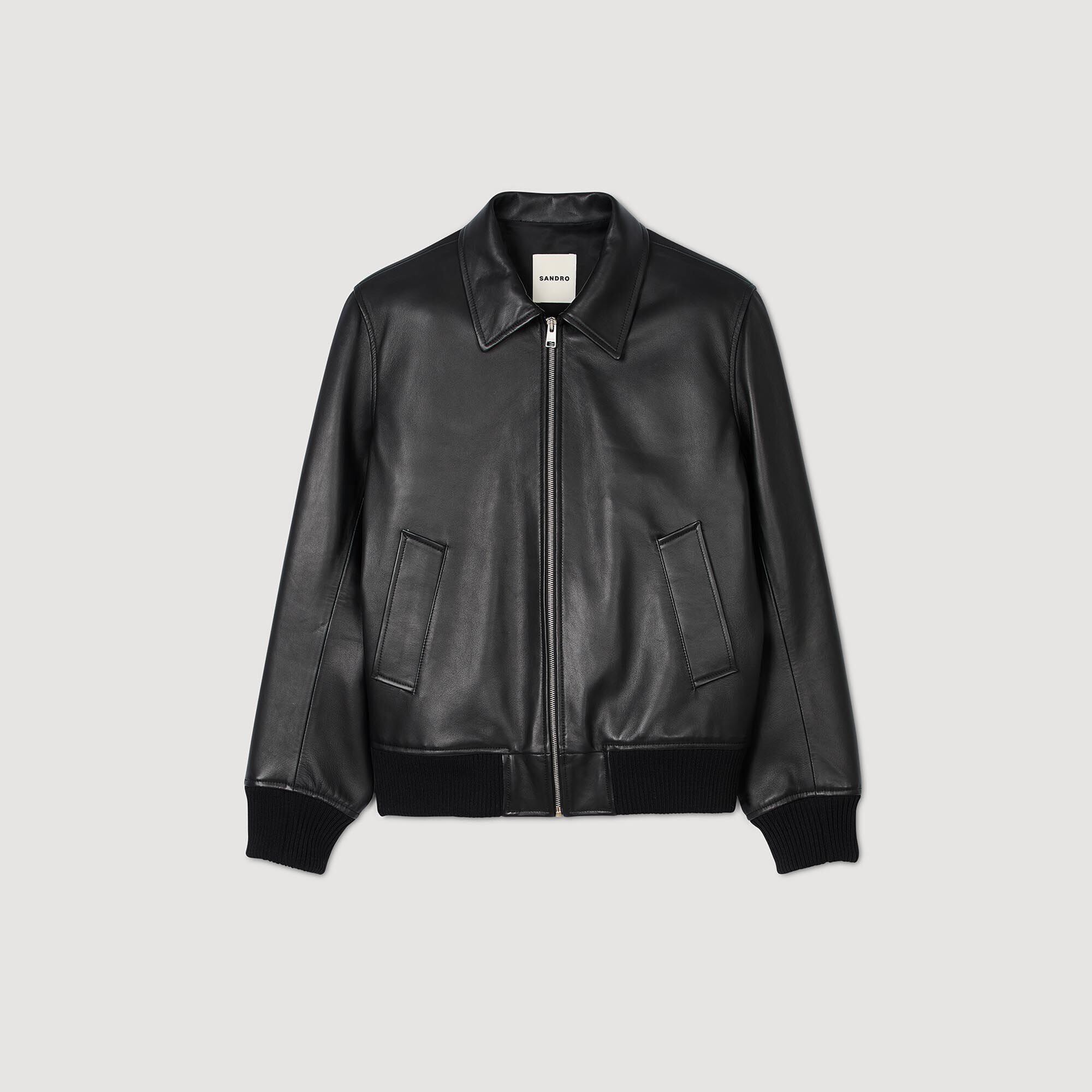 Sandro Men Plain leather jacket
