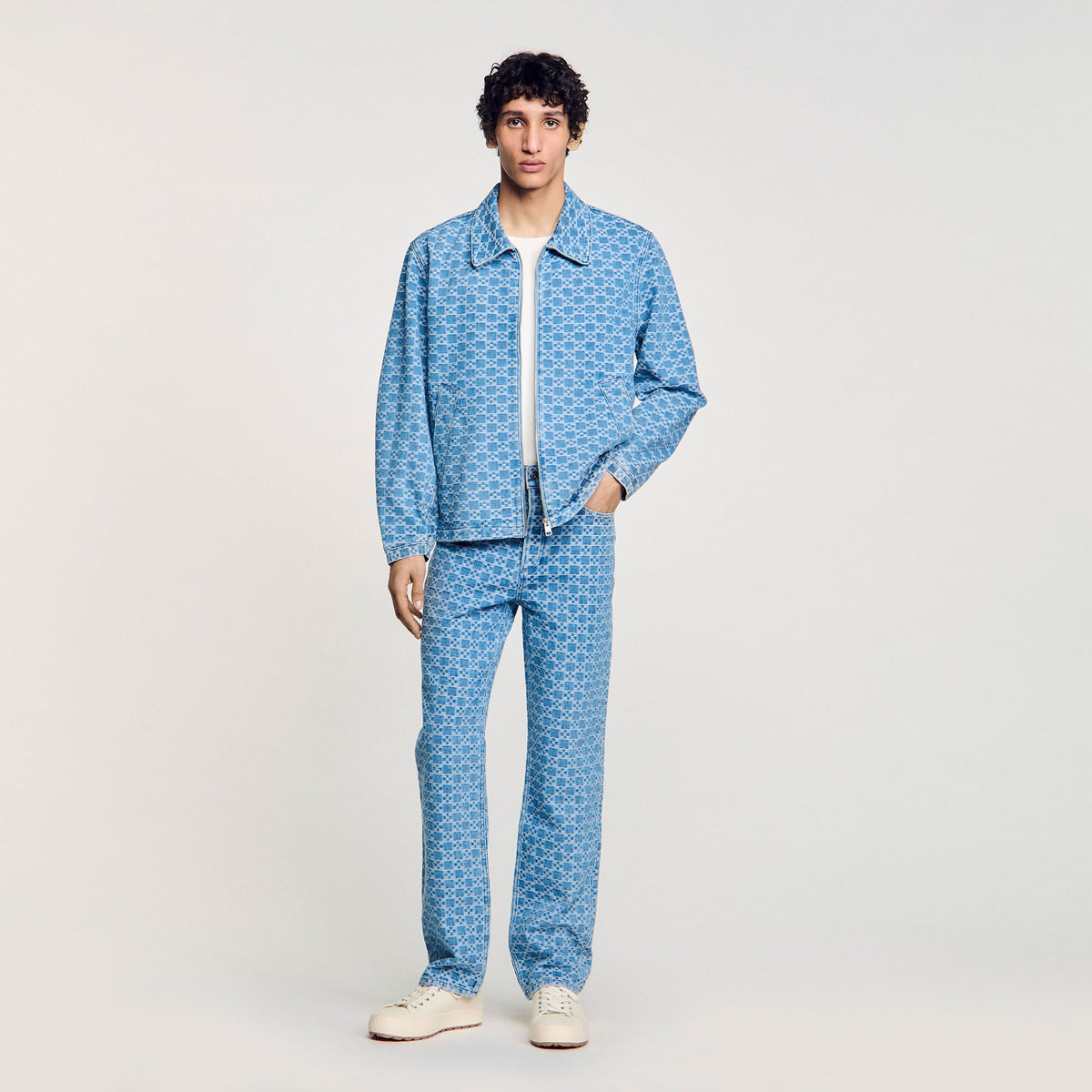 Sandro Men Square cross denim jacket