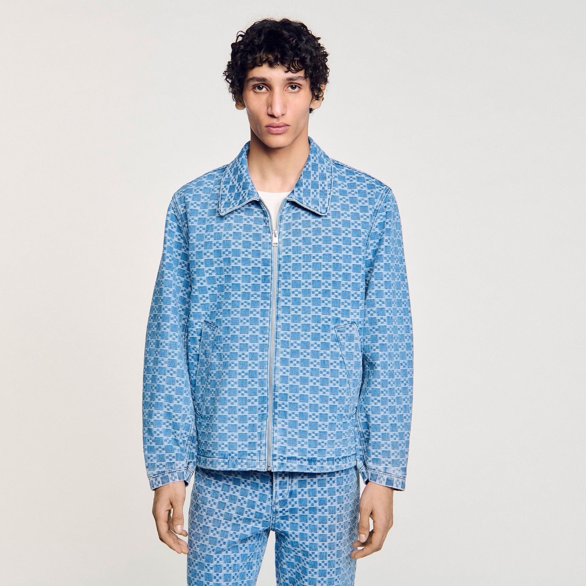 Sandro Men Square cross denim jacket