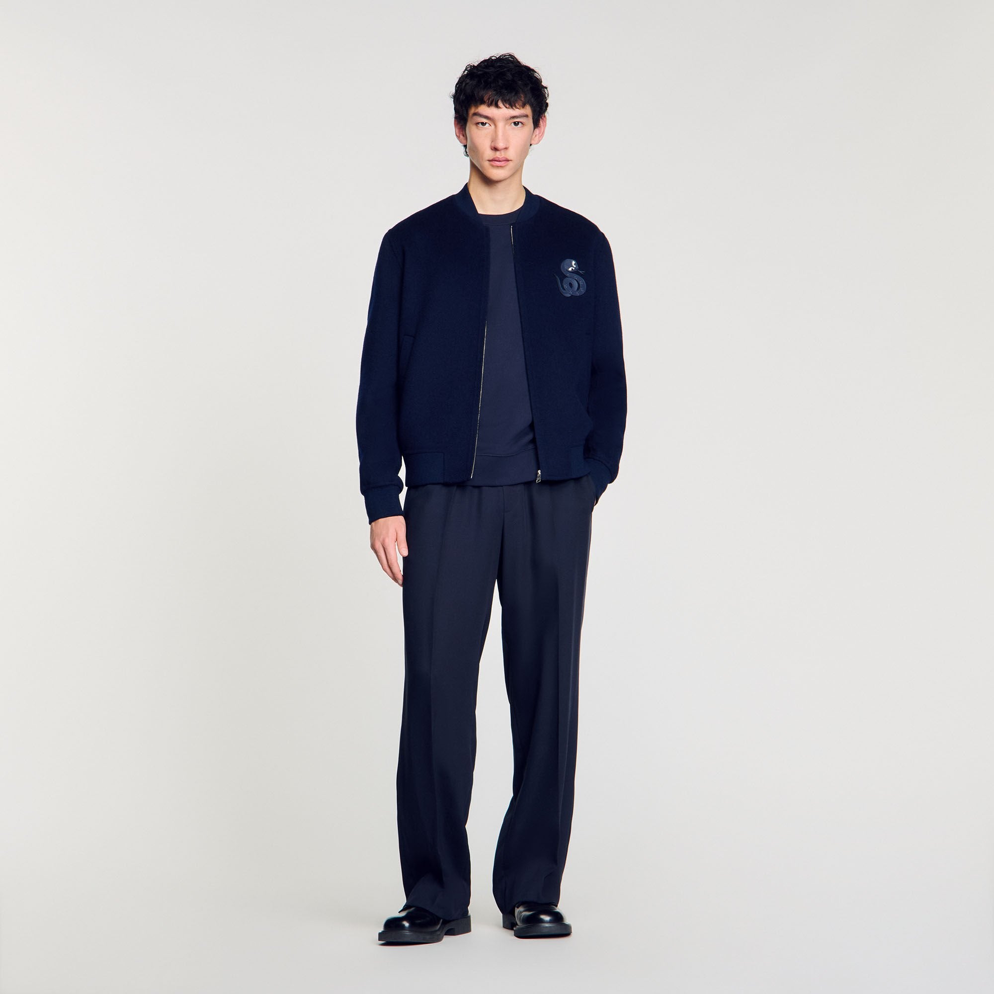 Sandro Men Double-faced snake-detail jacket