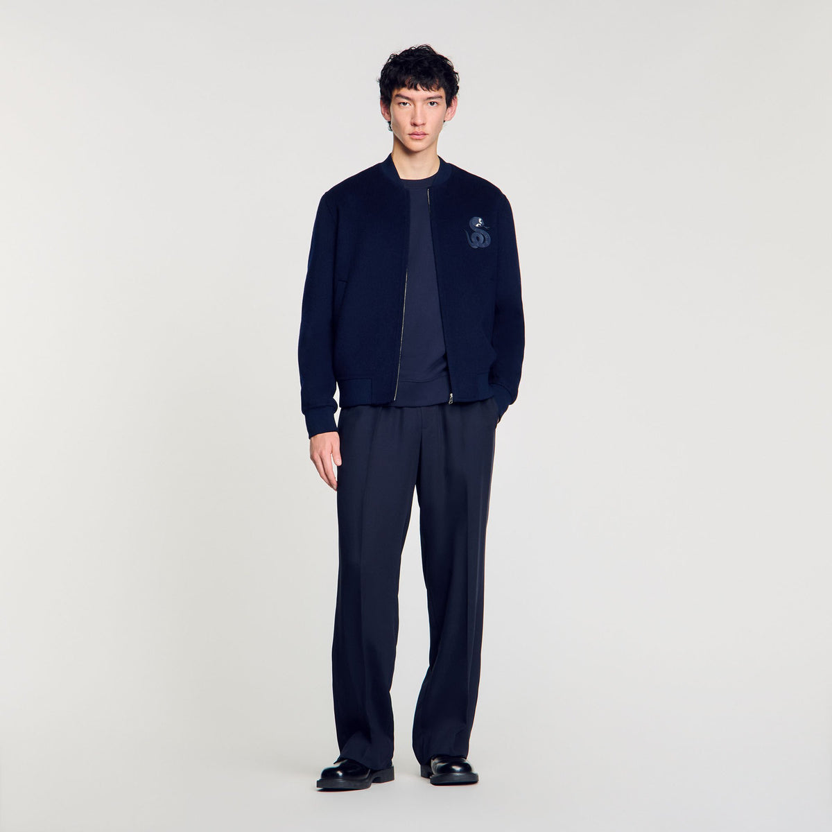 Sandro Men Double-faced snake-detail jacket