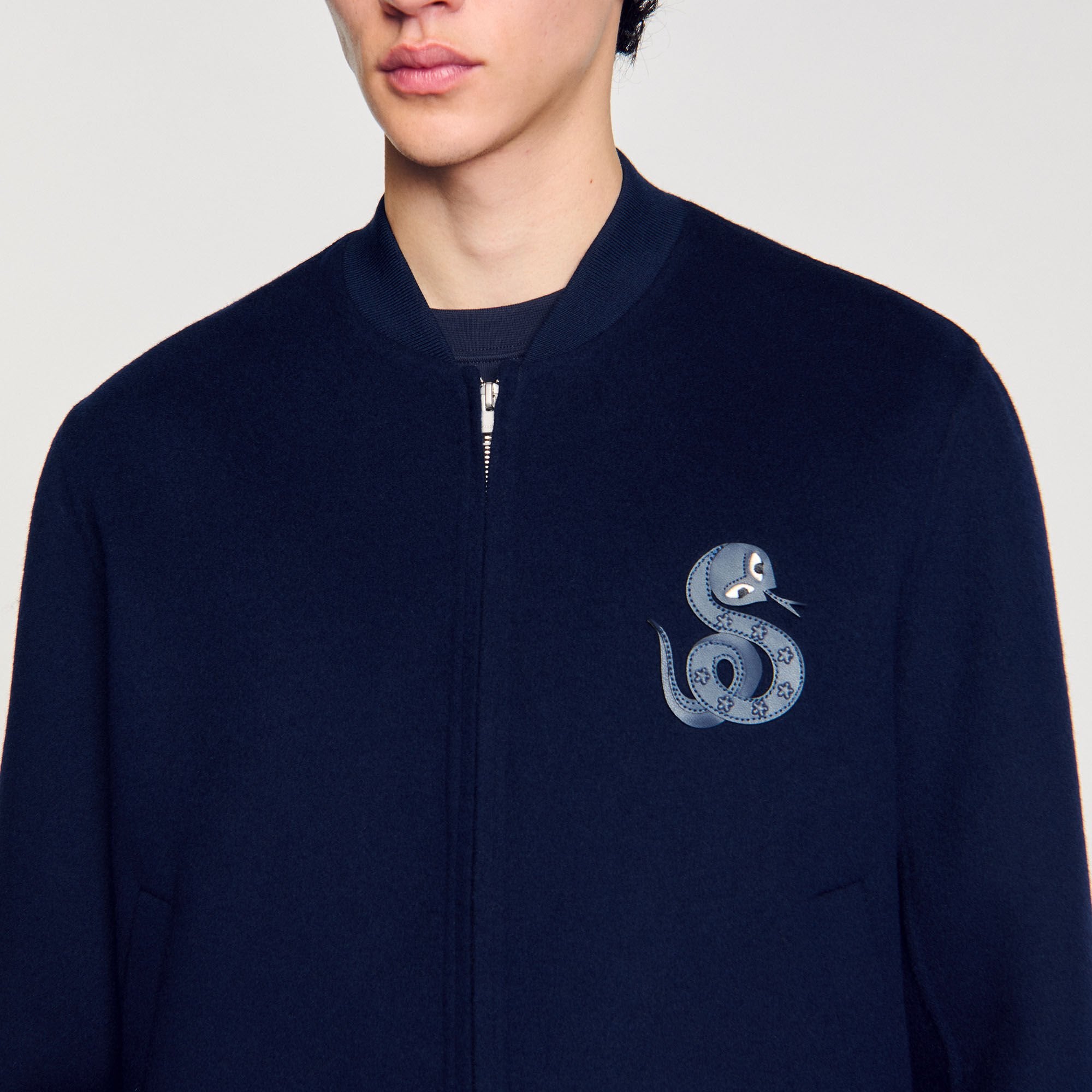 Sandro Men Double-faced snake-detail jacket