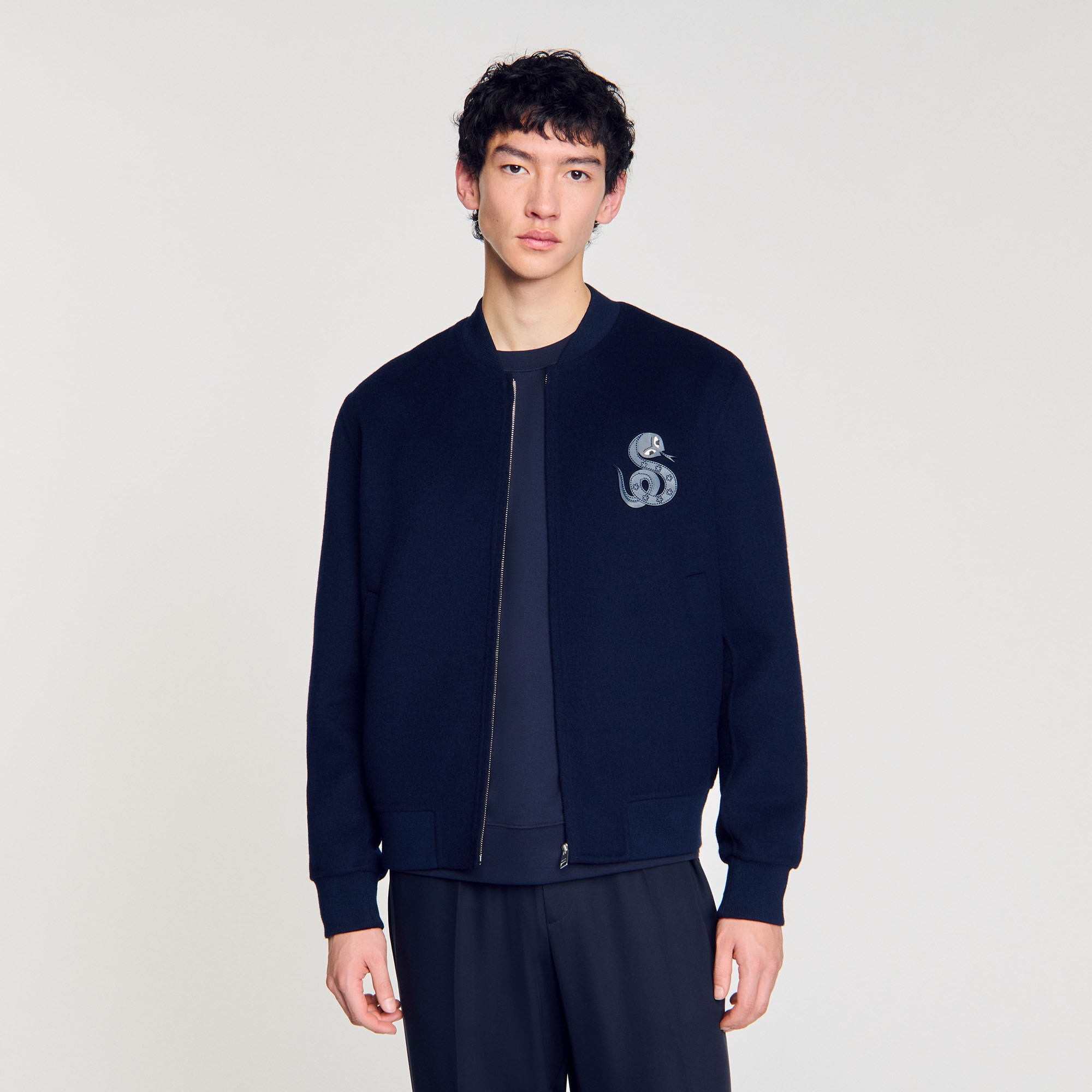 Sandro Men Double-faced snake-detail jacket