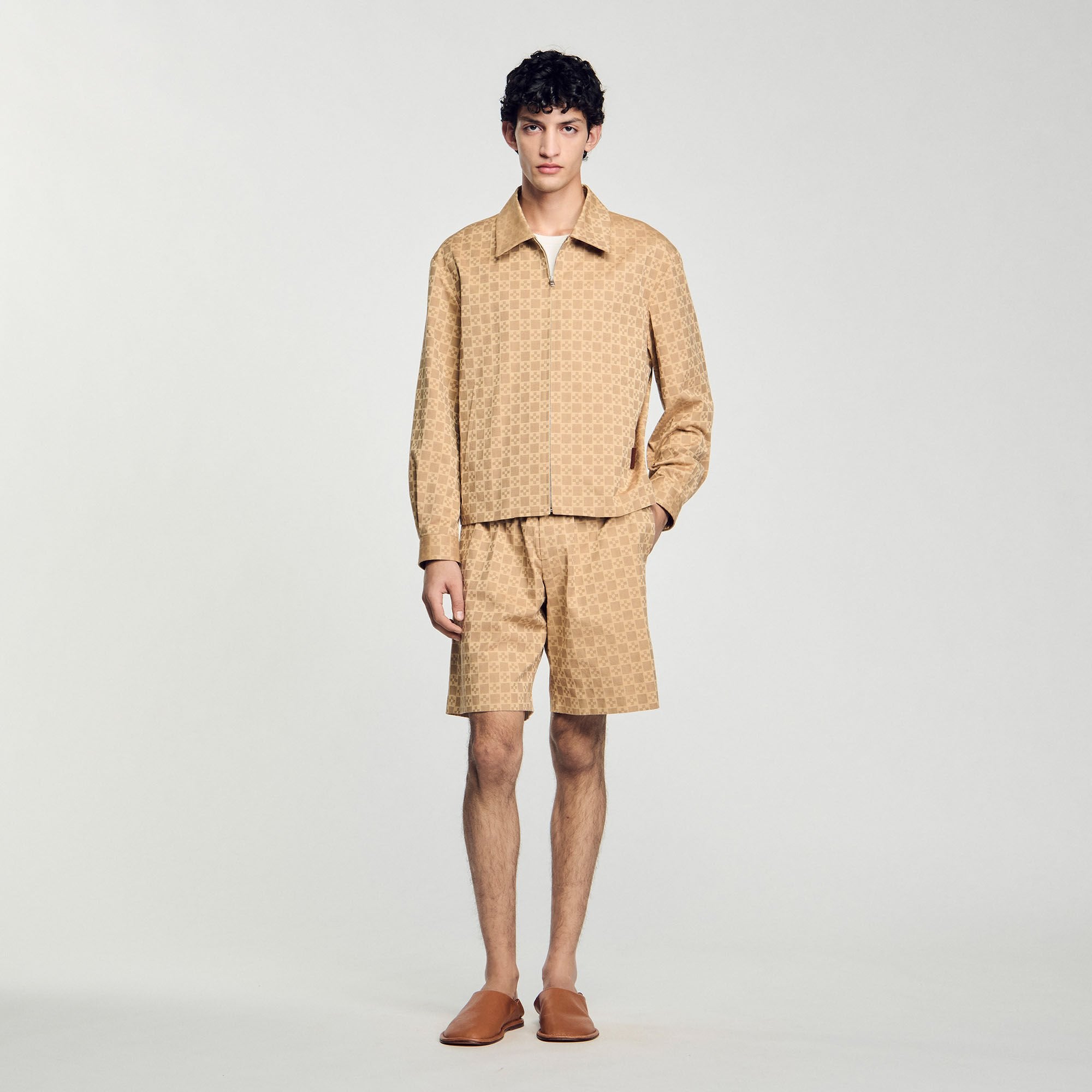 Sandro Men Square Cross zip-up jacket