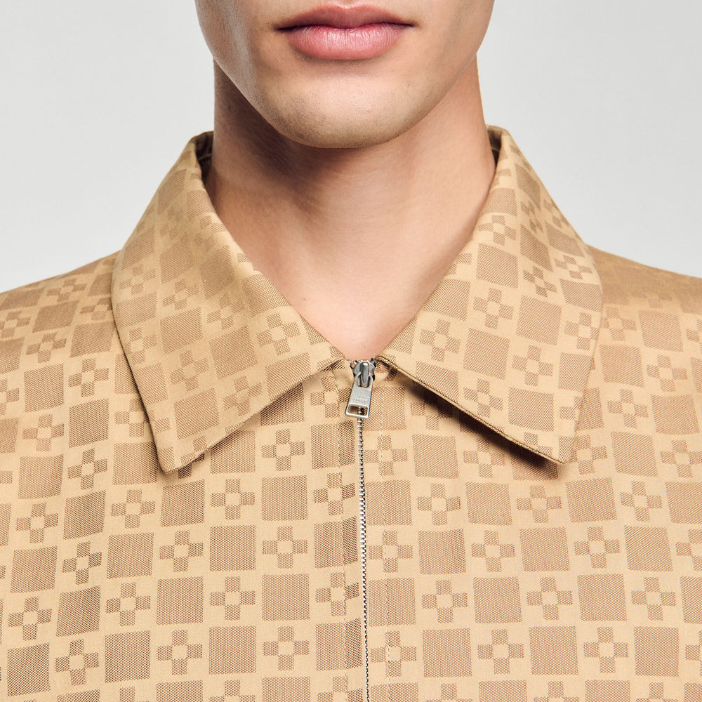 Sandro Men Square Cross zip-up jacket