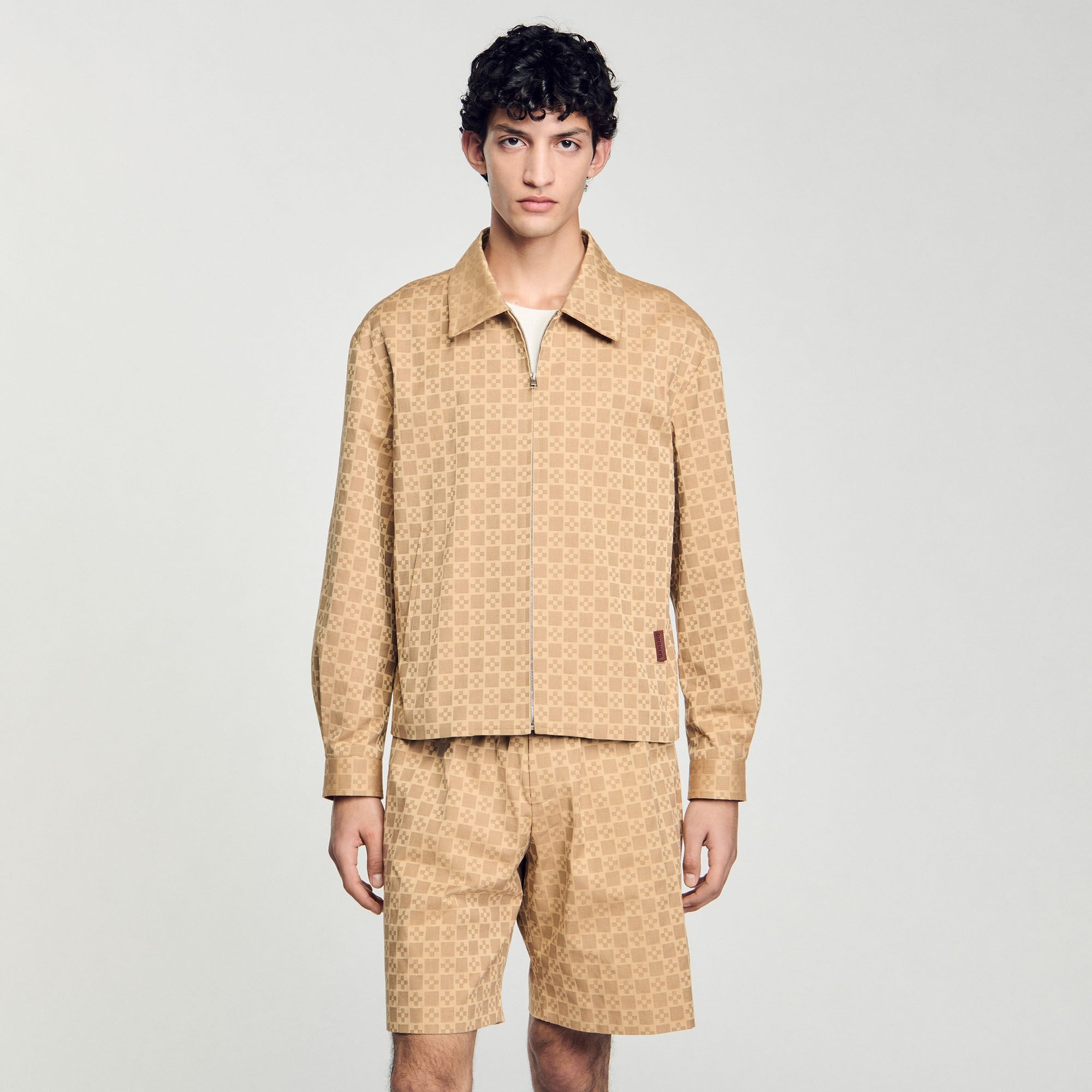 Sandro Men Square Cross zip-up jacket