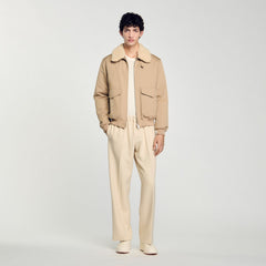 Sandro Men Shearling collar aviator jacket