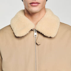 Sandro Men Shearling collar aviator jacket