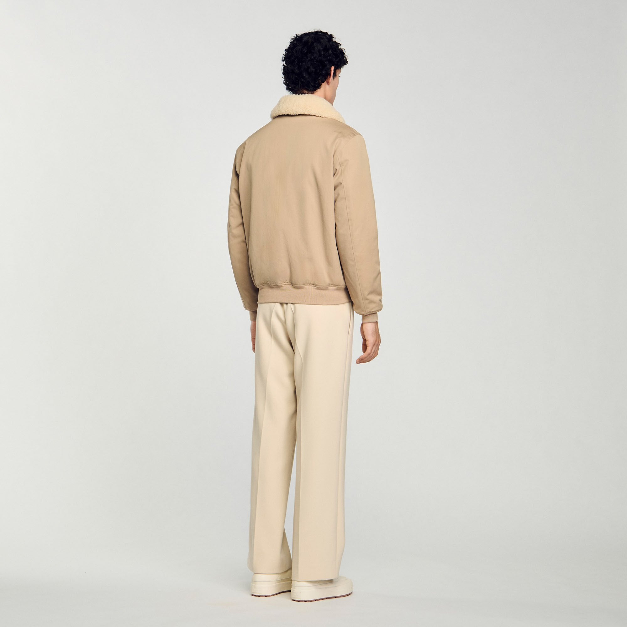 Sandro Men Shearling collar aviator jacket