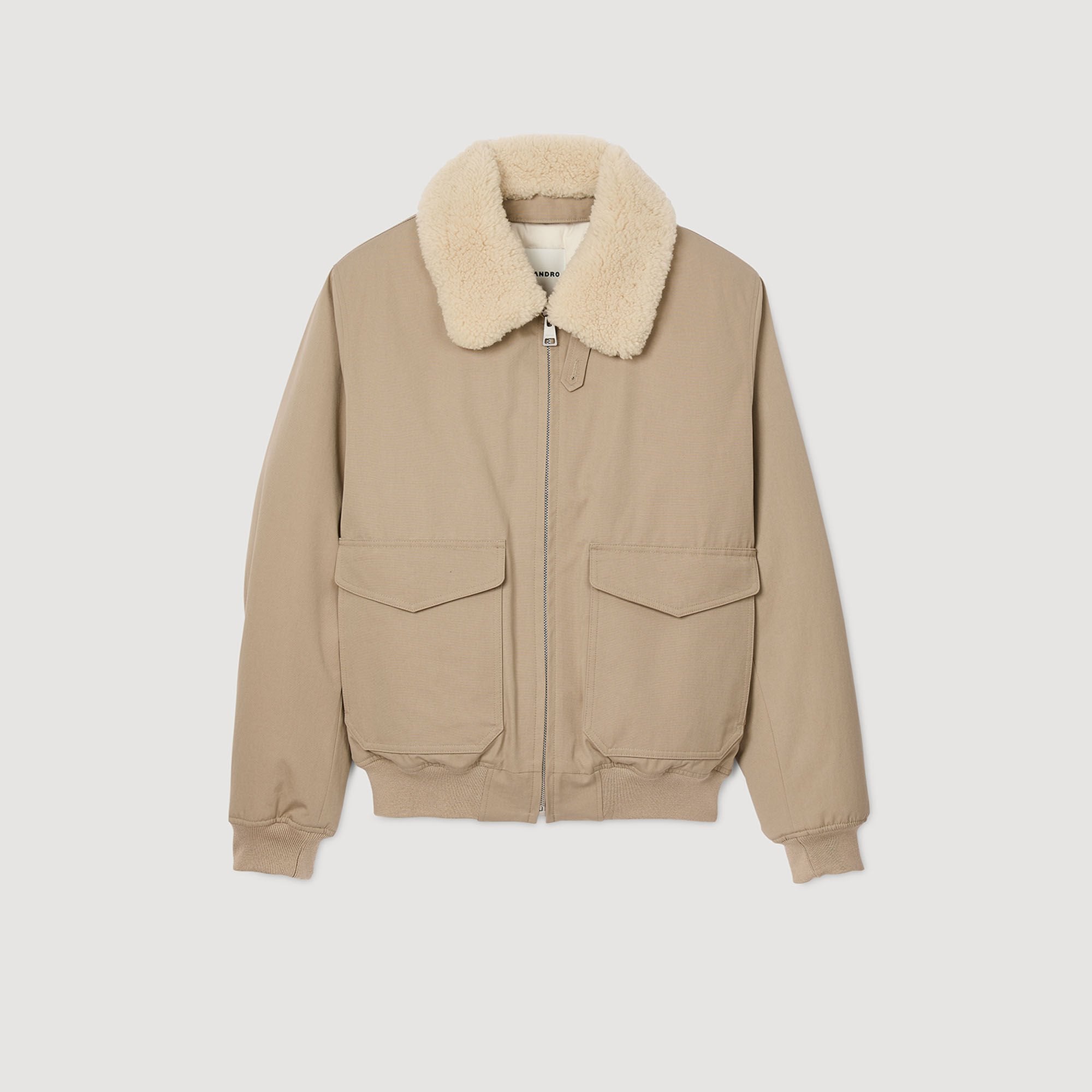 Sandro Men Shearling collar aviator jacket