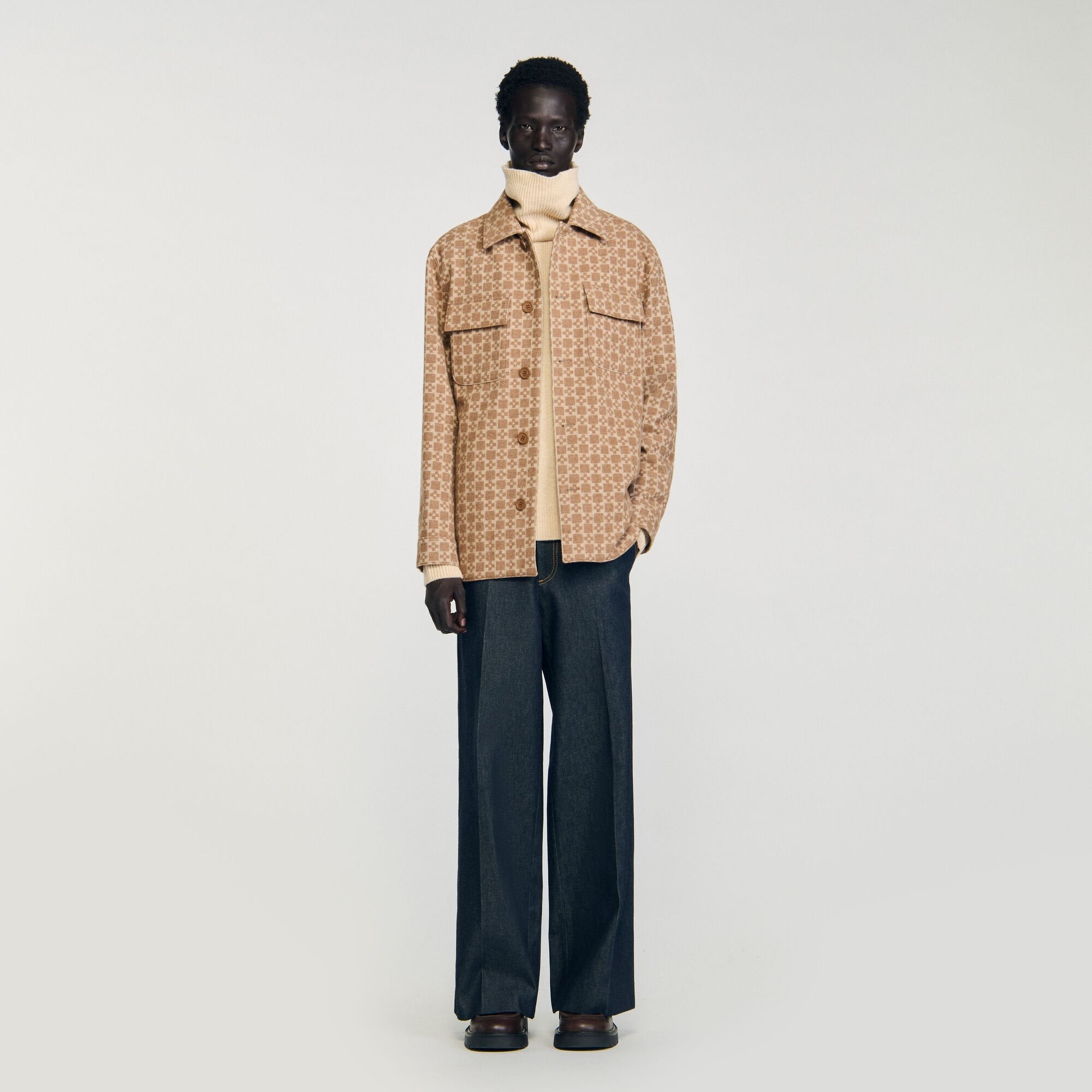 Sandro Men Square Cross jacquard overshirt