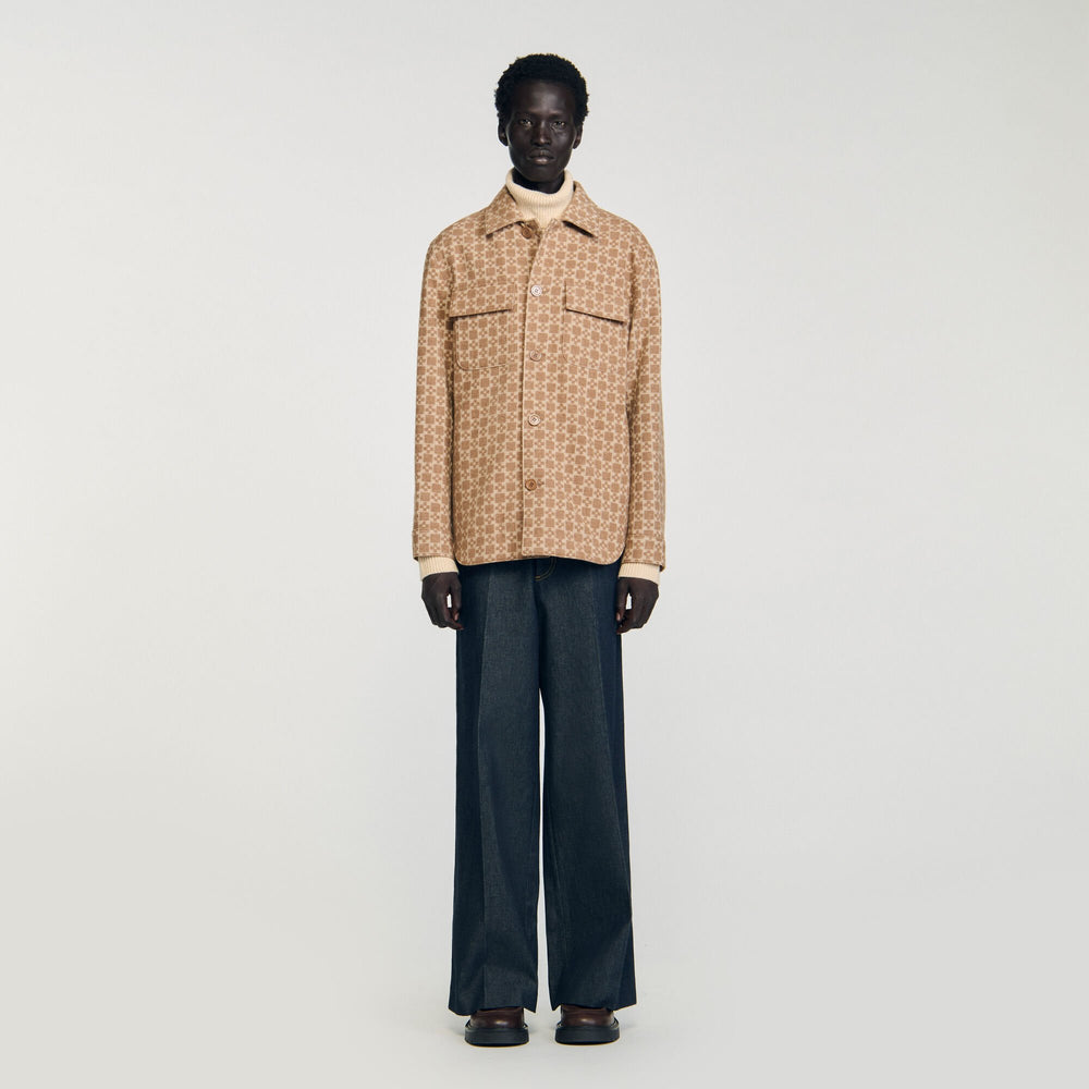 Sandro Men Square Cross jacquard overshirt