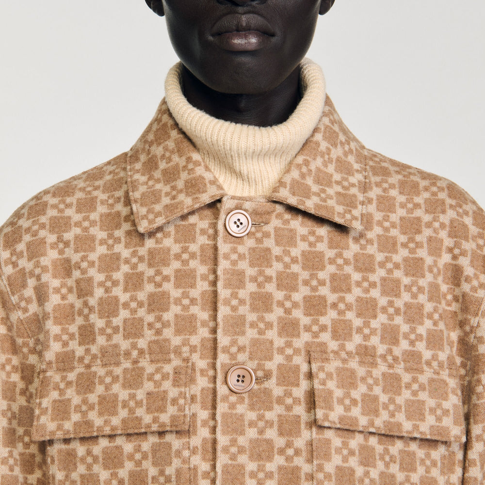 Sandro Men Square Cross jacquard overshirt