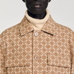 Sandro Men Square Cross jacquard overshirt