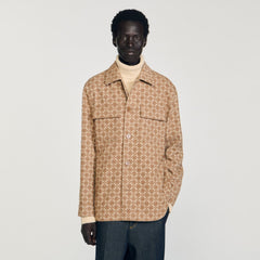 Sandro Men Square Cross jacquard overshirt